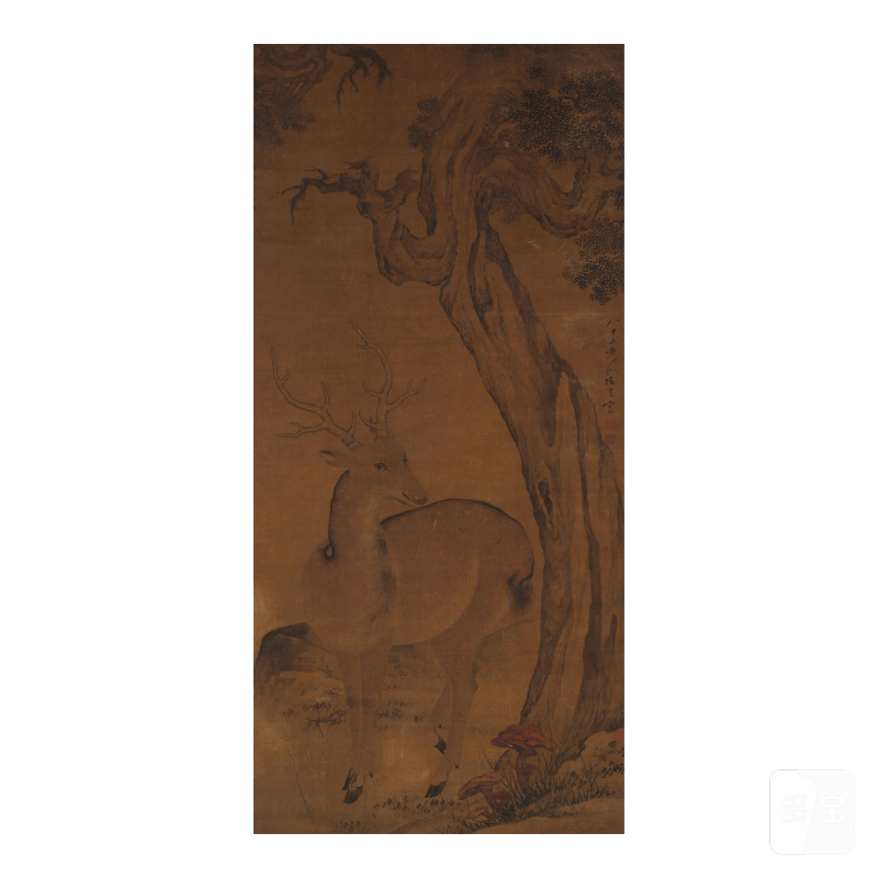 陳星（清初）祥鹿圖 設色絹本 立軸 | CHEN XING (Early Qing dynasty)